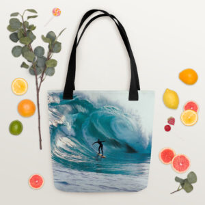 Tote bag with surfboard