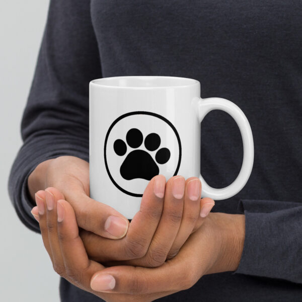 White glossy mug with pet leg - Image 2