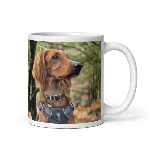 White Glossy Mug with Jaxy dog Image - Image 4