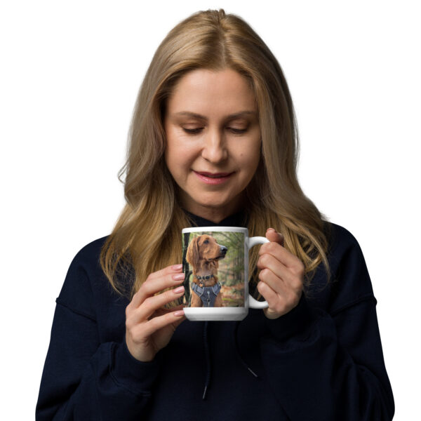 White Glossy Mug with Jaxy dog Image - Image 3