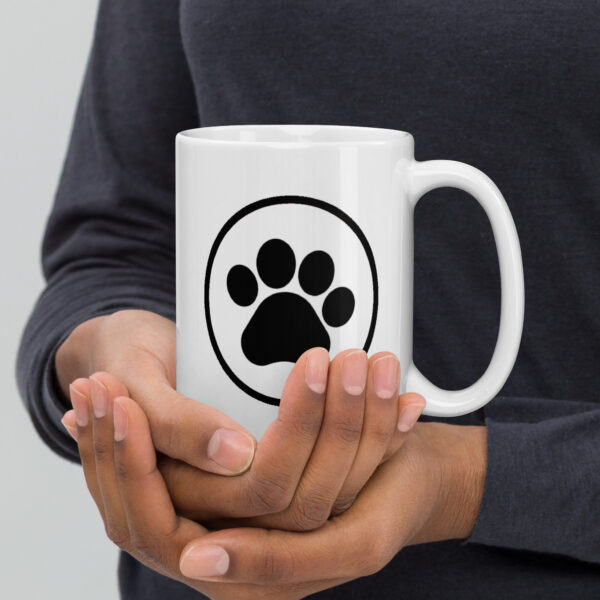 White glossy mug with pet leg - Image 4