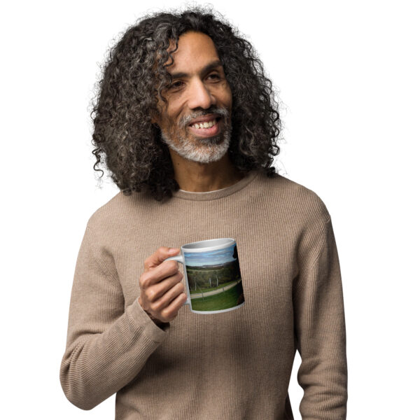 White Glossy Mug with Jaxy Dog in the Manger Design - Image 6