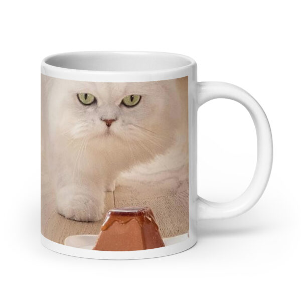 White Glossy Mug with Cute Cat Image